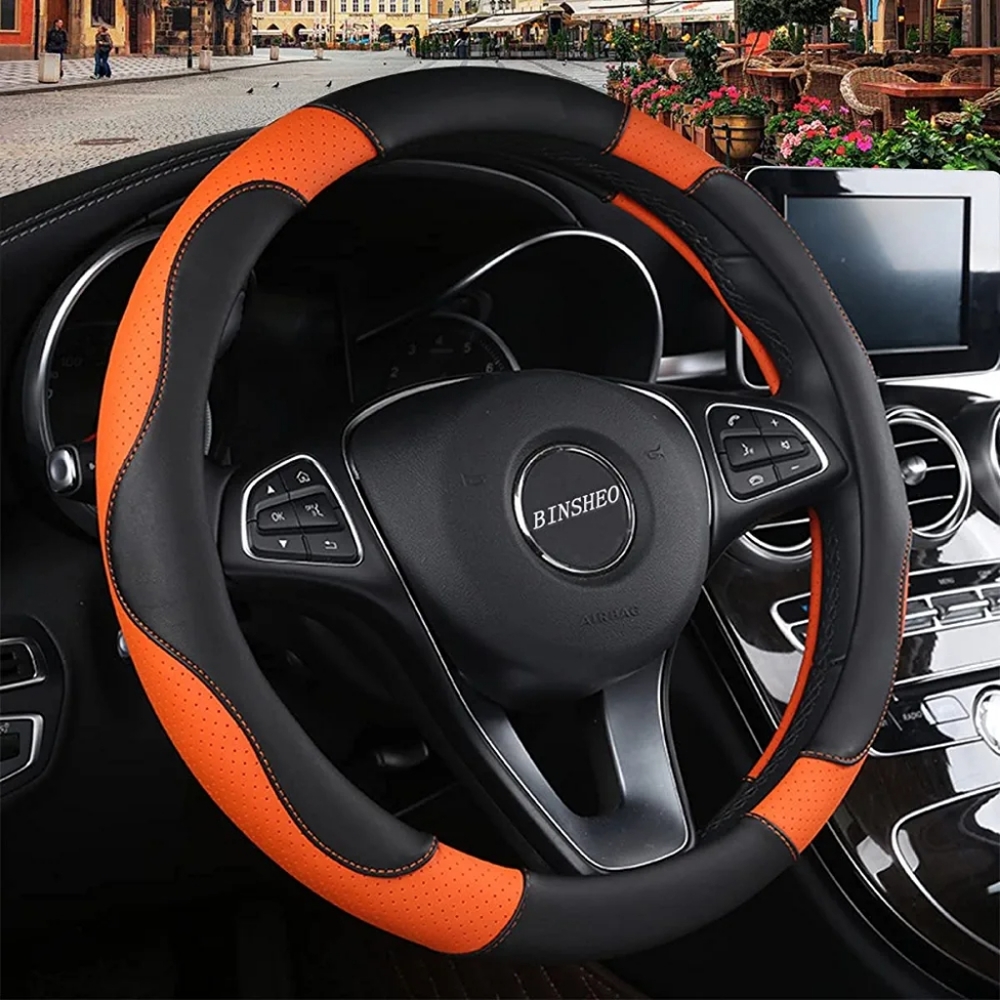 Brand New Yellow or Red/Black Car Steering Wheel Cover 14.5”-15”